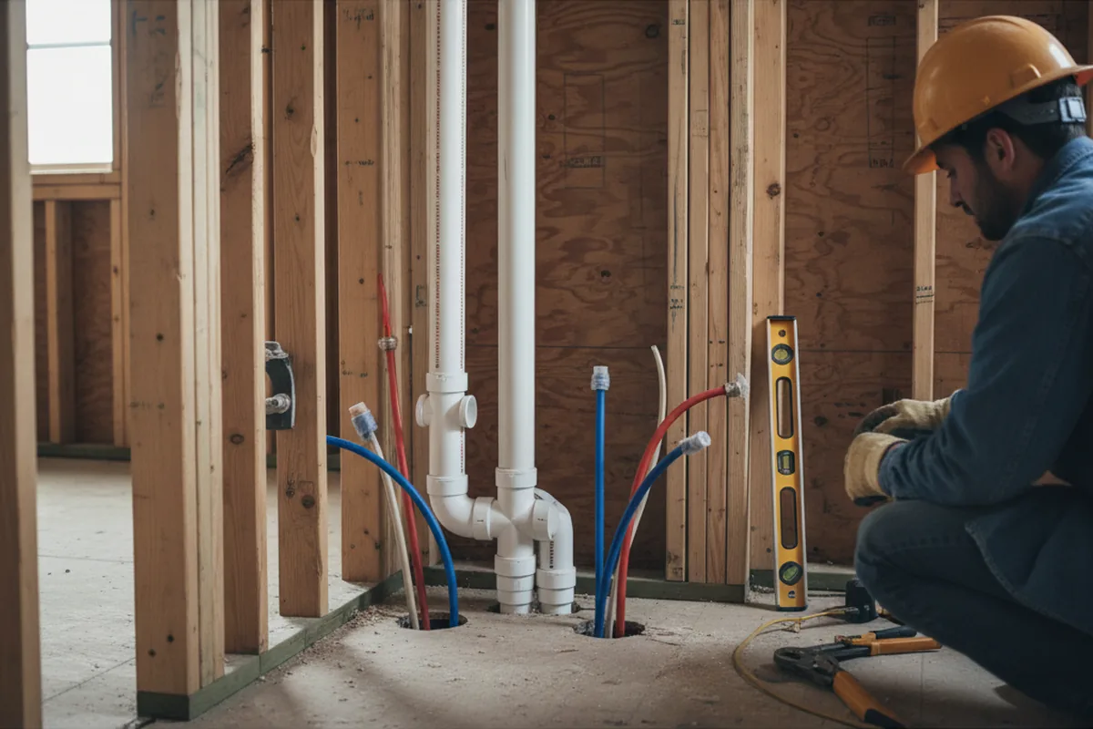 Drain and supply rough-in during Drain Cleaning in Cedarburg